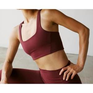 NEW FREE PEOPLE never better square neck sports bra in oxblood